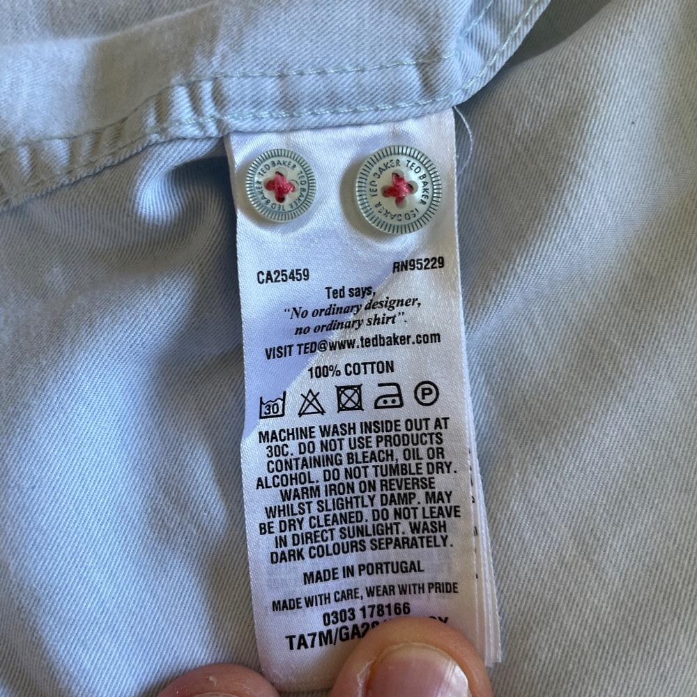 Ted Baker London Light Blue Button Down Size 6 (XXL) - Picture 6 of 6